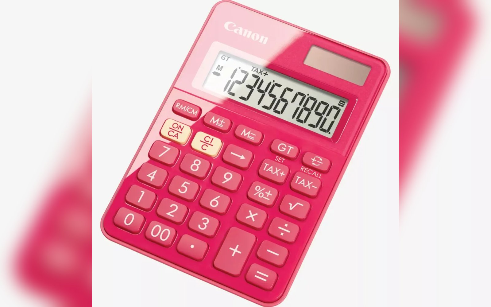 Canon LS-100KB-PK Desktop Calculator Pink Solar Powered 10-Digit Display