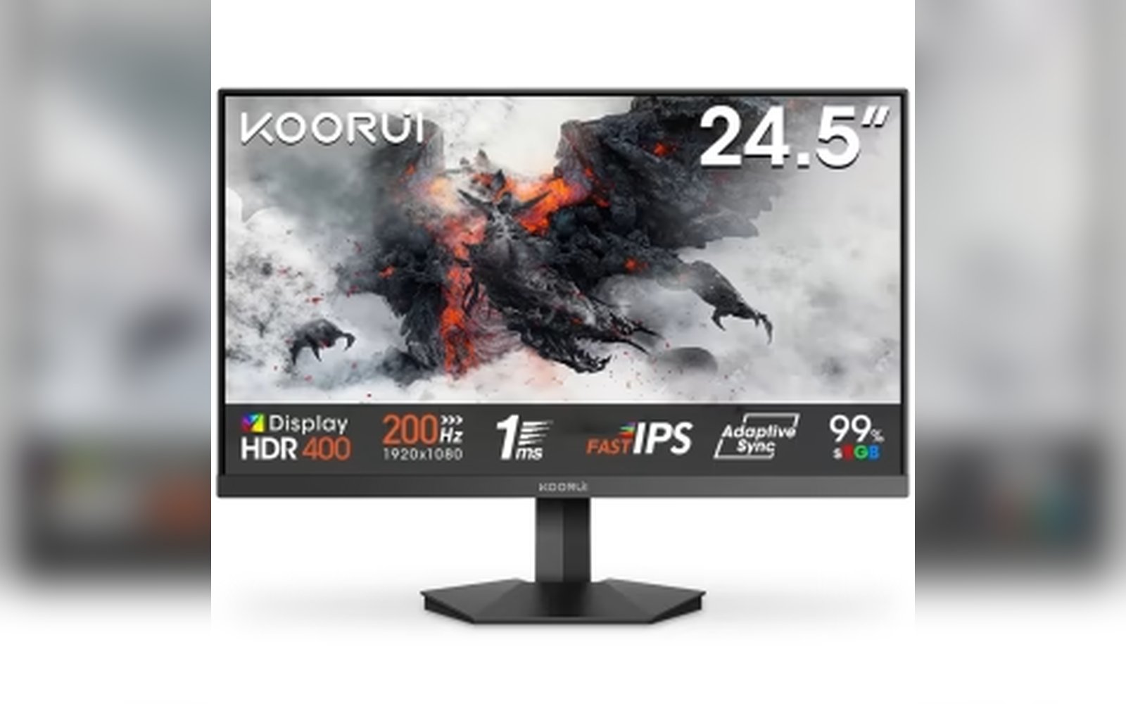 شاشة ألعاب KOORUI G2511P مقاس 25 بوصة، بتردد 200 هرتز، وتقنية IPS سريعة، ودقة Full HD 1080P