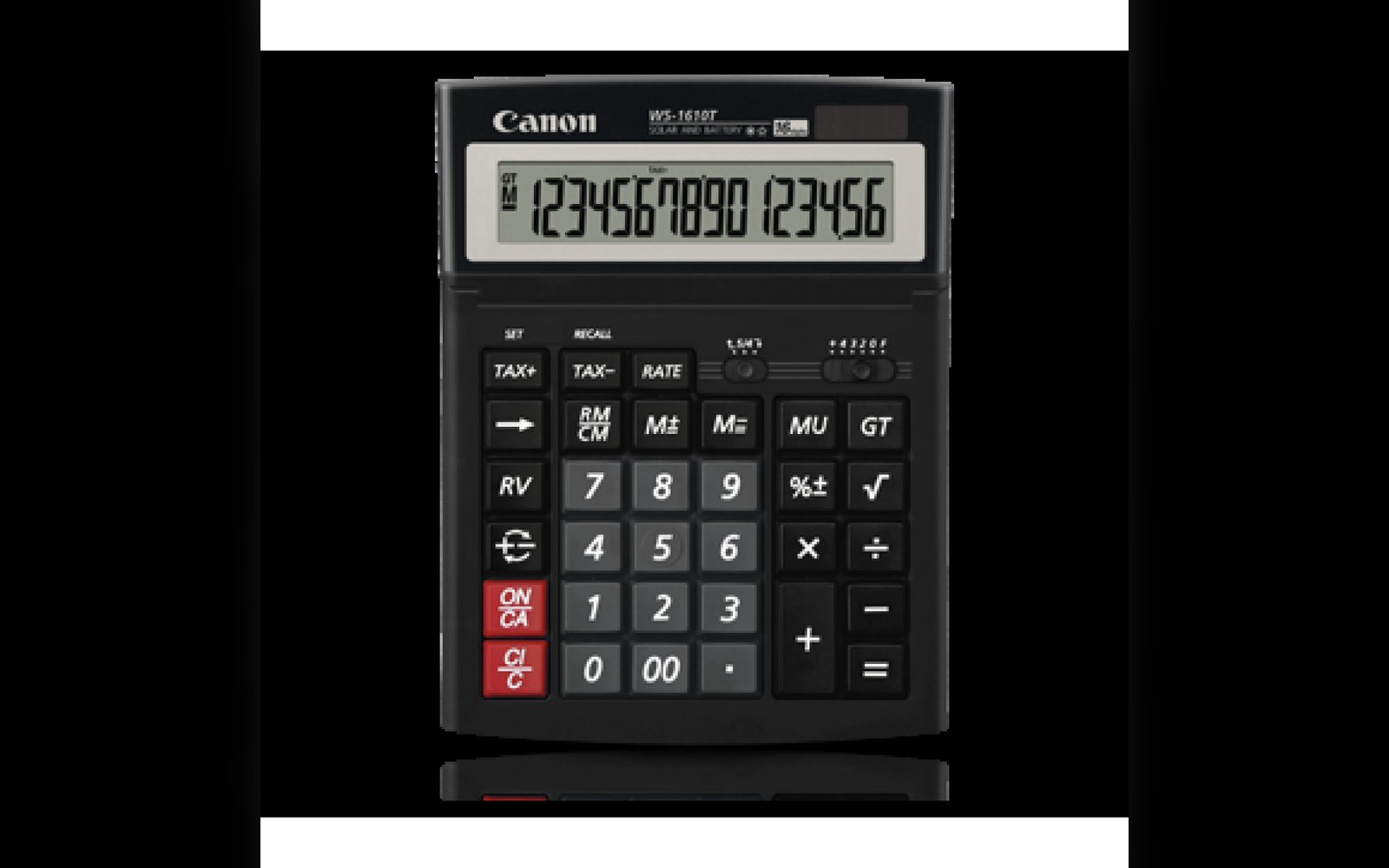 Canon WS-1610T HB Desktop Calculator, 12-Digit, Large LCD, Dual Solar & Battery Power, GT, Mark-Up/Down, Office & Professional Use