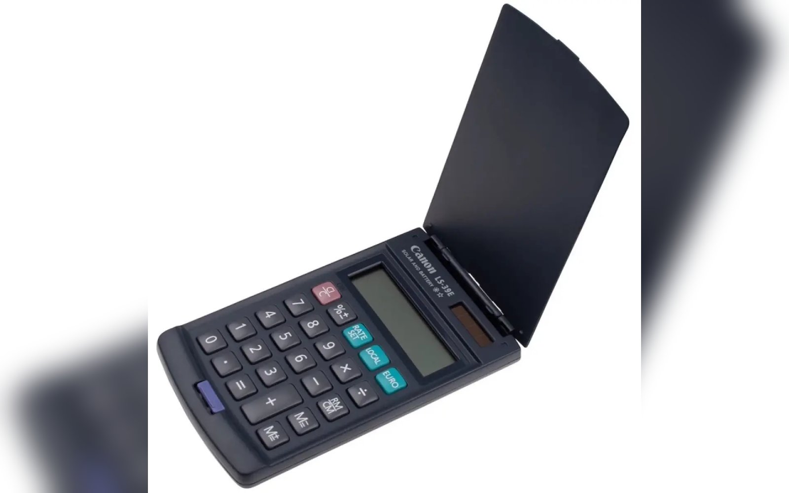 Canon LS-39E DBL Pocket Calculator – 8-Digit Display, Dual Solar & Battery Power, Euro Conversion, Compact Design with Rotating Cover