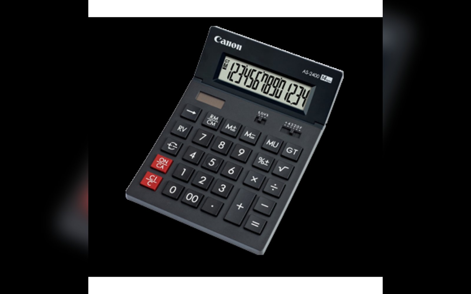 Canon AS-2400 HB EMEA Desktop Calculator, 12-Digit, Large Tiltable LCD, Dual Solar & Battery Power, GT, Mark-Up/Down, Eco-Friendly Design