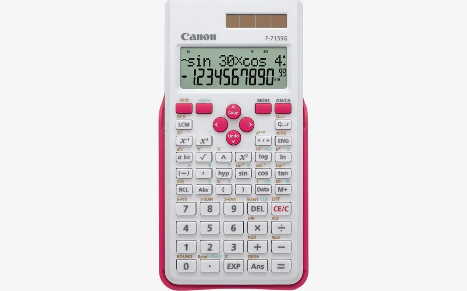 Canon F-715SG Scientific Calculator Pocket Size Pink and White Color Dual Power with 250+ Functions and Algebraic Logic 10 Digit Display Ideal for High School and College Students