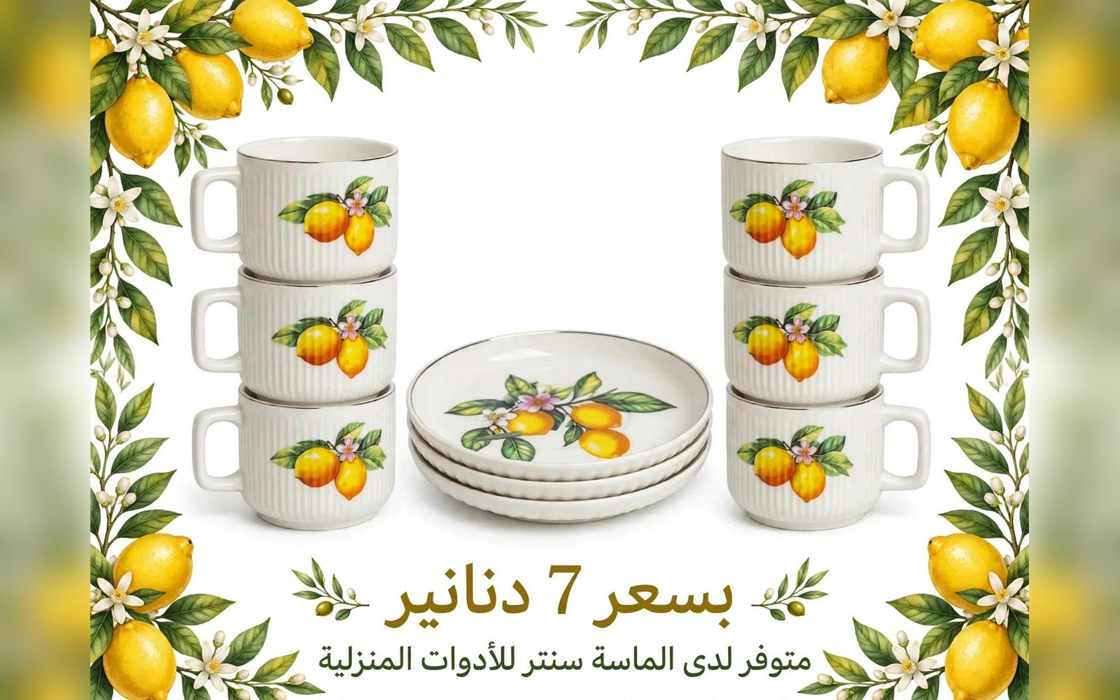 طقم فناجين مكون من 6 فناجين+6صحون