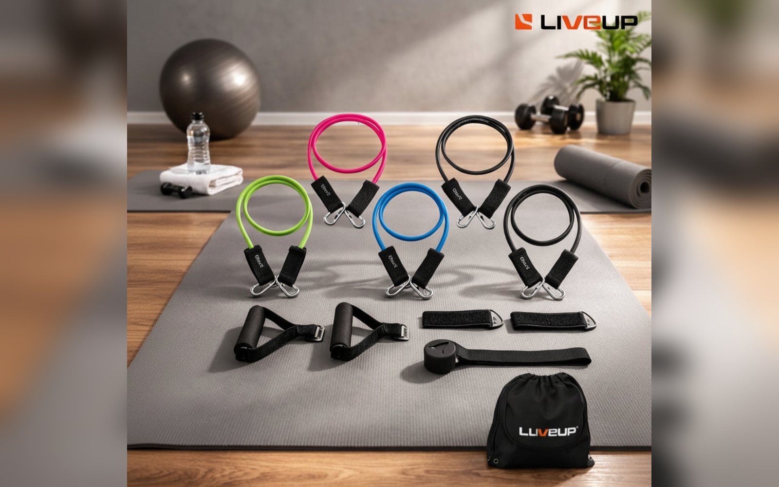 LiveUp Exercise Set (5 Ropes) - طقم حبال مقاومه ليف اب