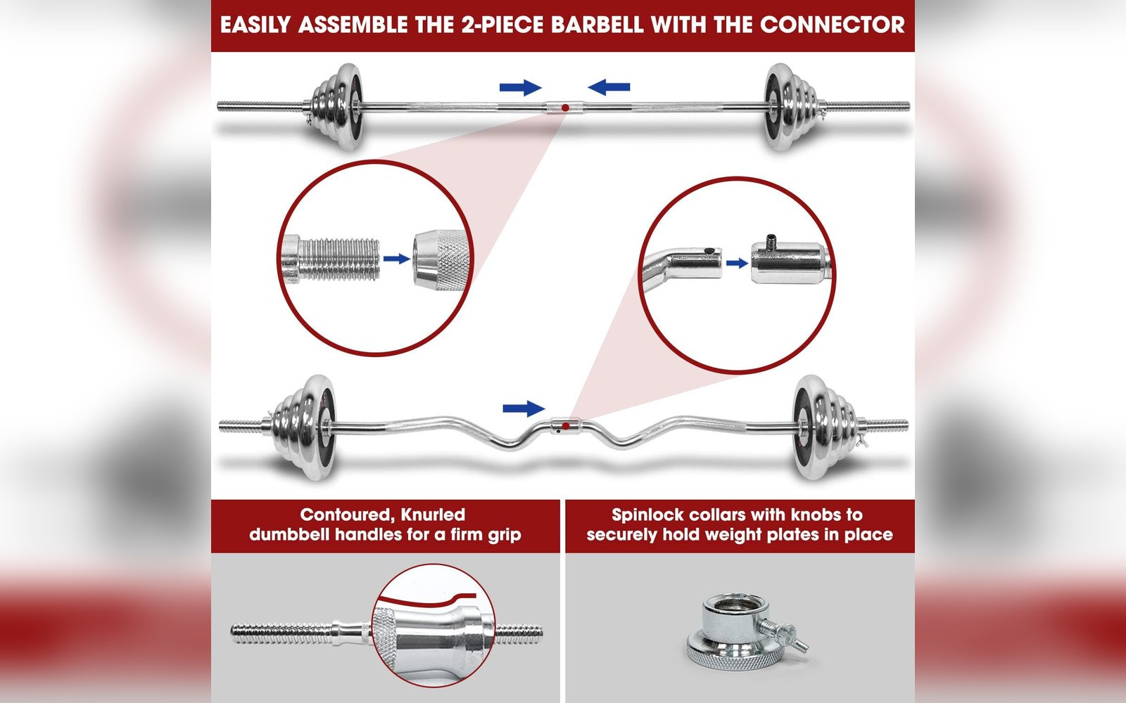 55KG Complete Barbell & Dumbbell Weight Set