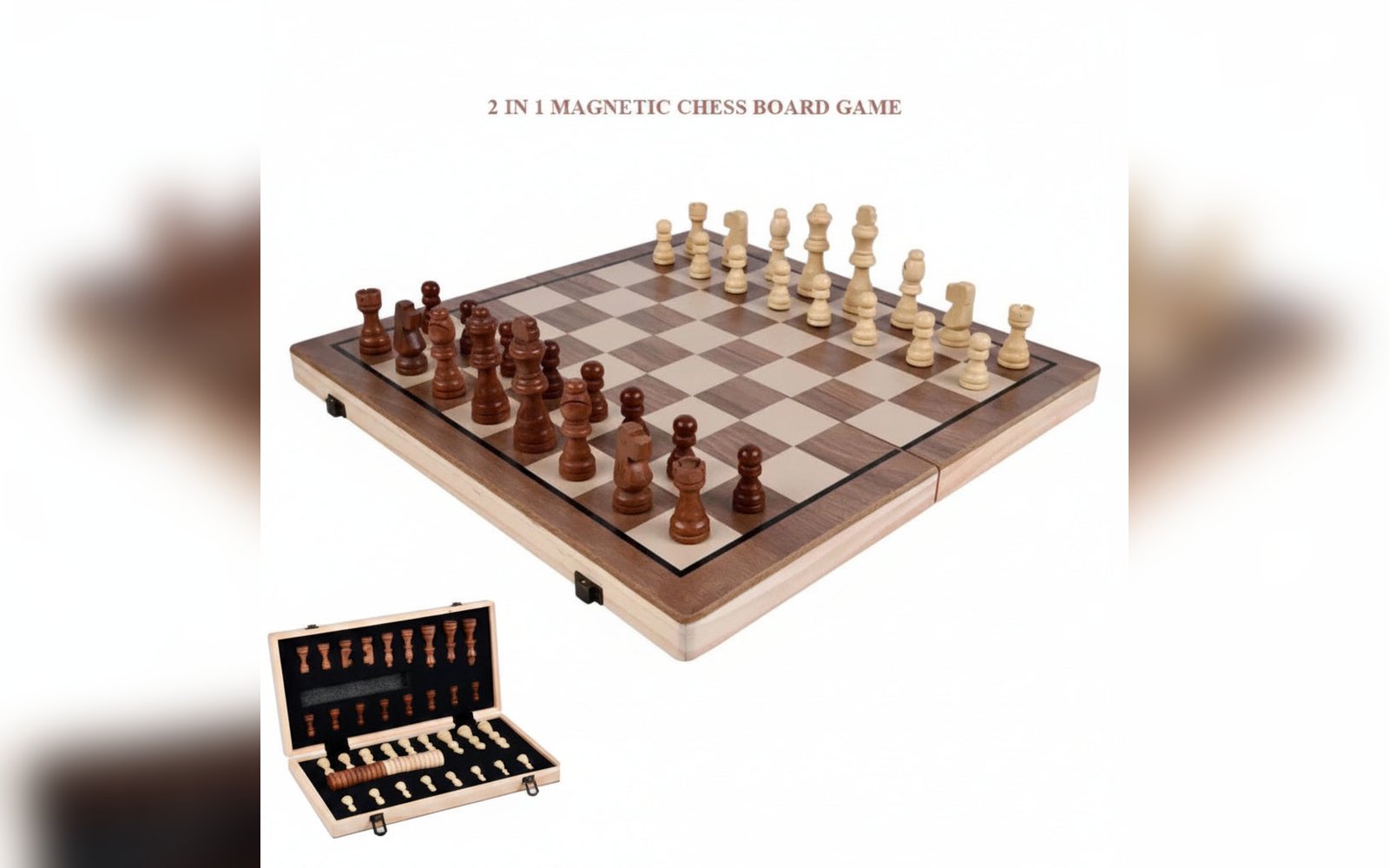 شطرنج 2 في 1 -  Wooden Folding Chess
