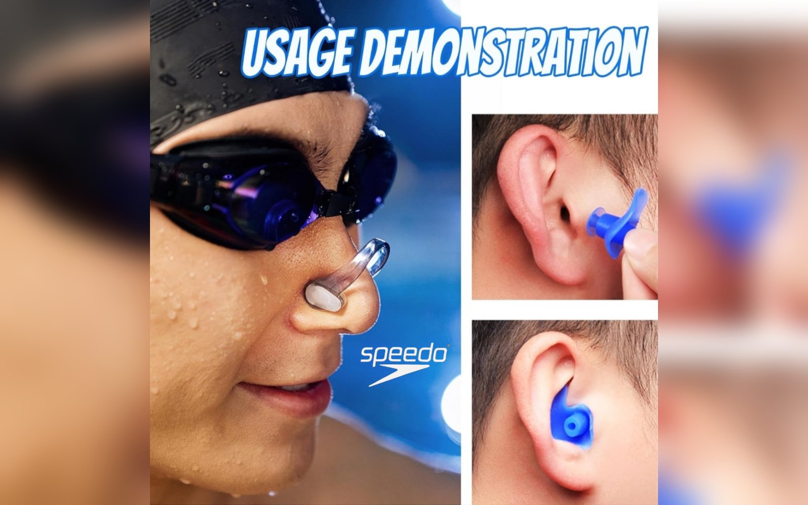 Speedo Ergo Ear Plugs and Nose Clip Set. / سداده انف و اذن