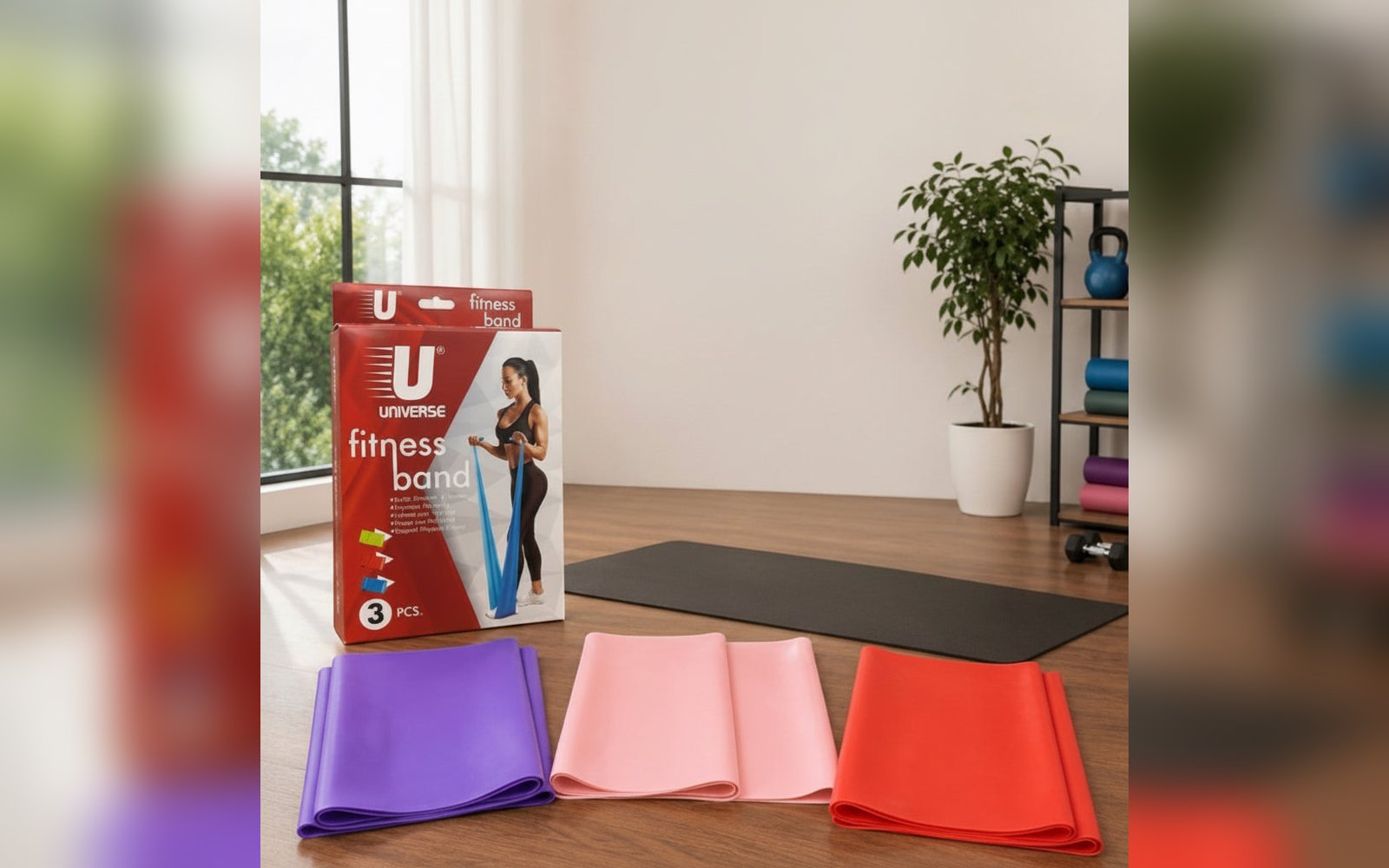 Fitness Band 3-Piece Set – أشرطة مقاومة للتمدد واليوغا