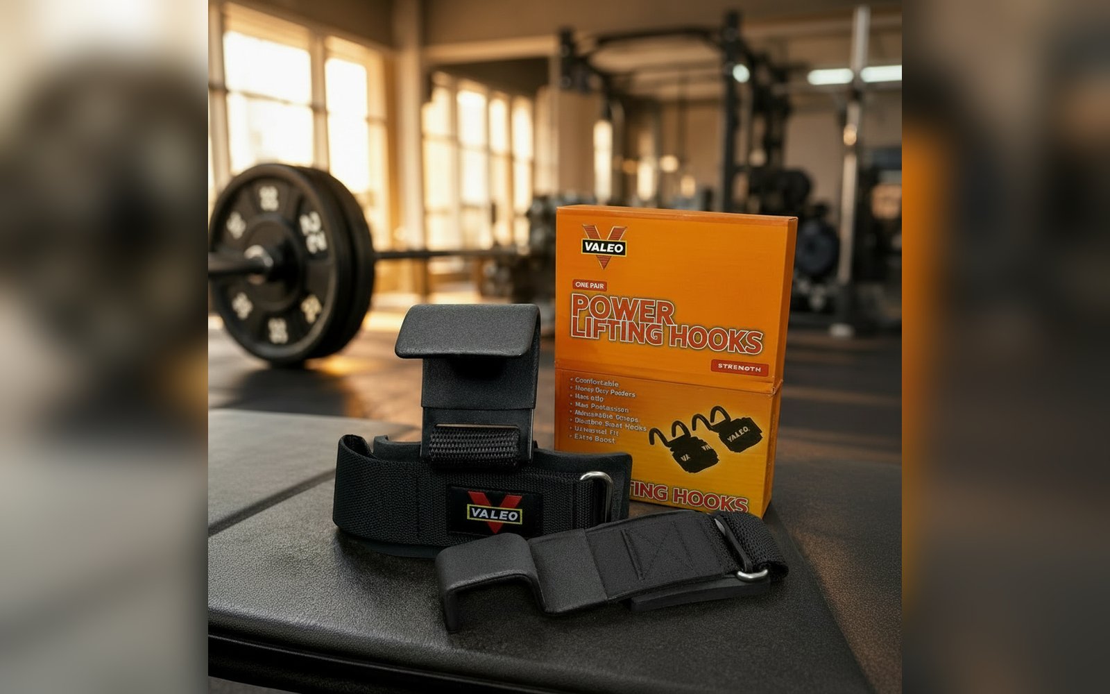 VALEO Weightlifting Wrist Wraps with Steel Hooks | خطاف رسغ رفع الأثقال مع خطافات فولاذية