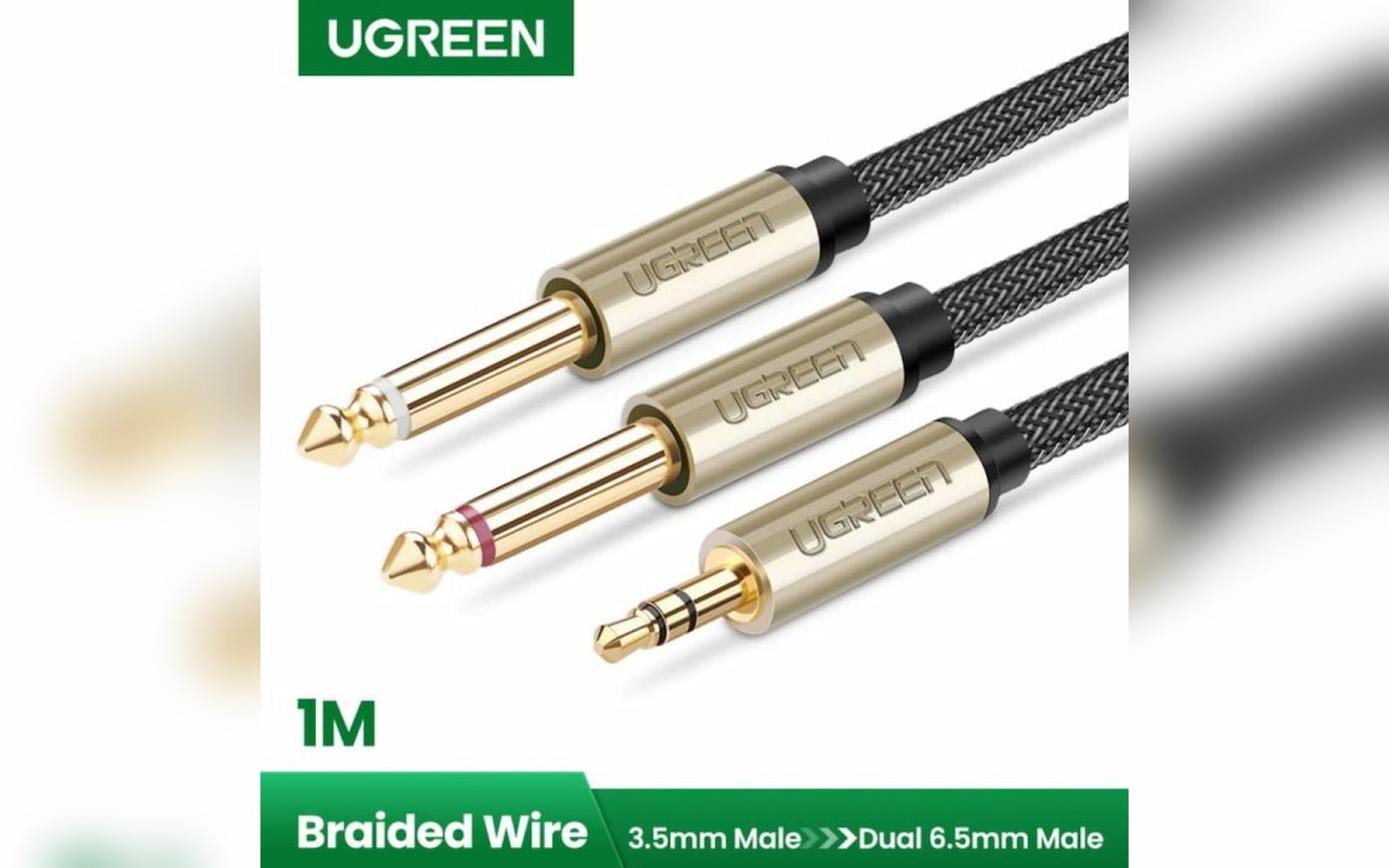 وصلة  UGREEN 3.5mm TRS TO Dual 6.35mm 1M