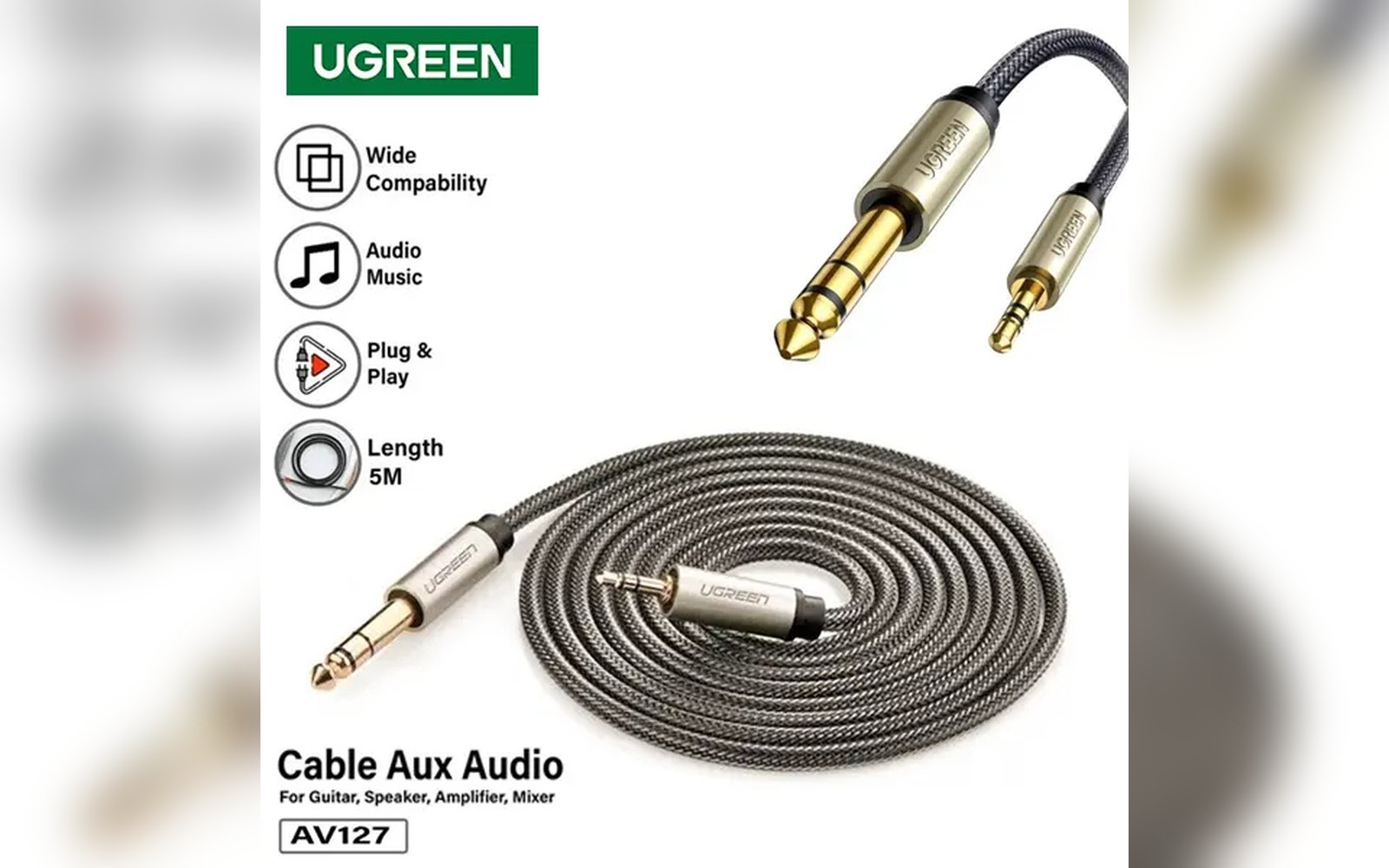 وصلة UGREEN 3.5mm to 6.35mm 5M