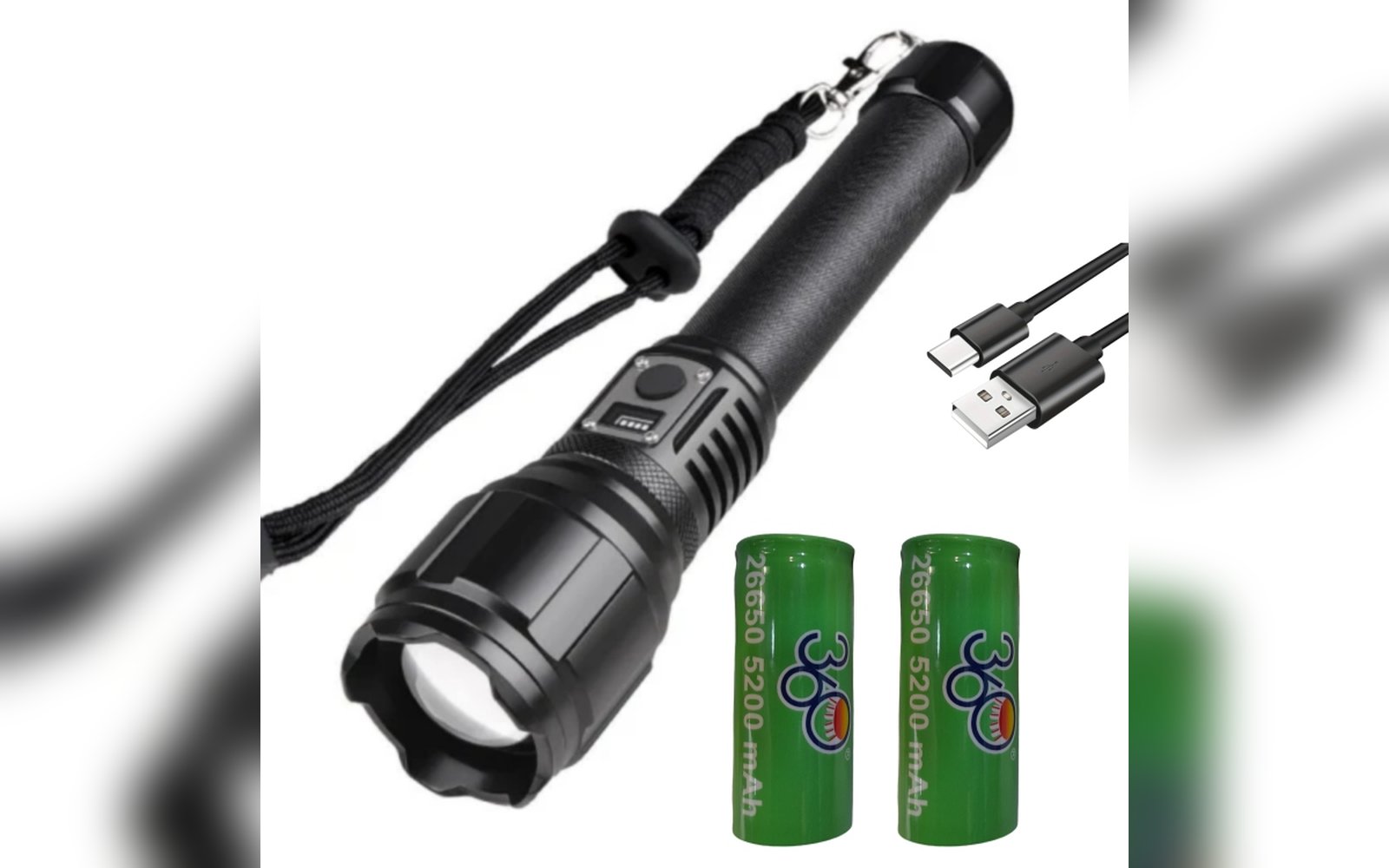 كشاف LED شحن مع زوم  مسافات بعيدة