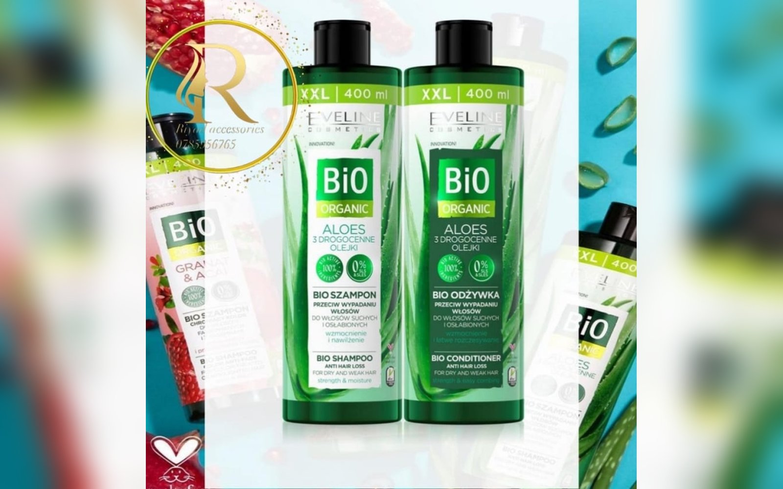 شامبو و بلسم البكج ايفلين Bio Shampoo Anti Hair Loss Aloe - 400ml. 🌵