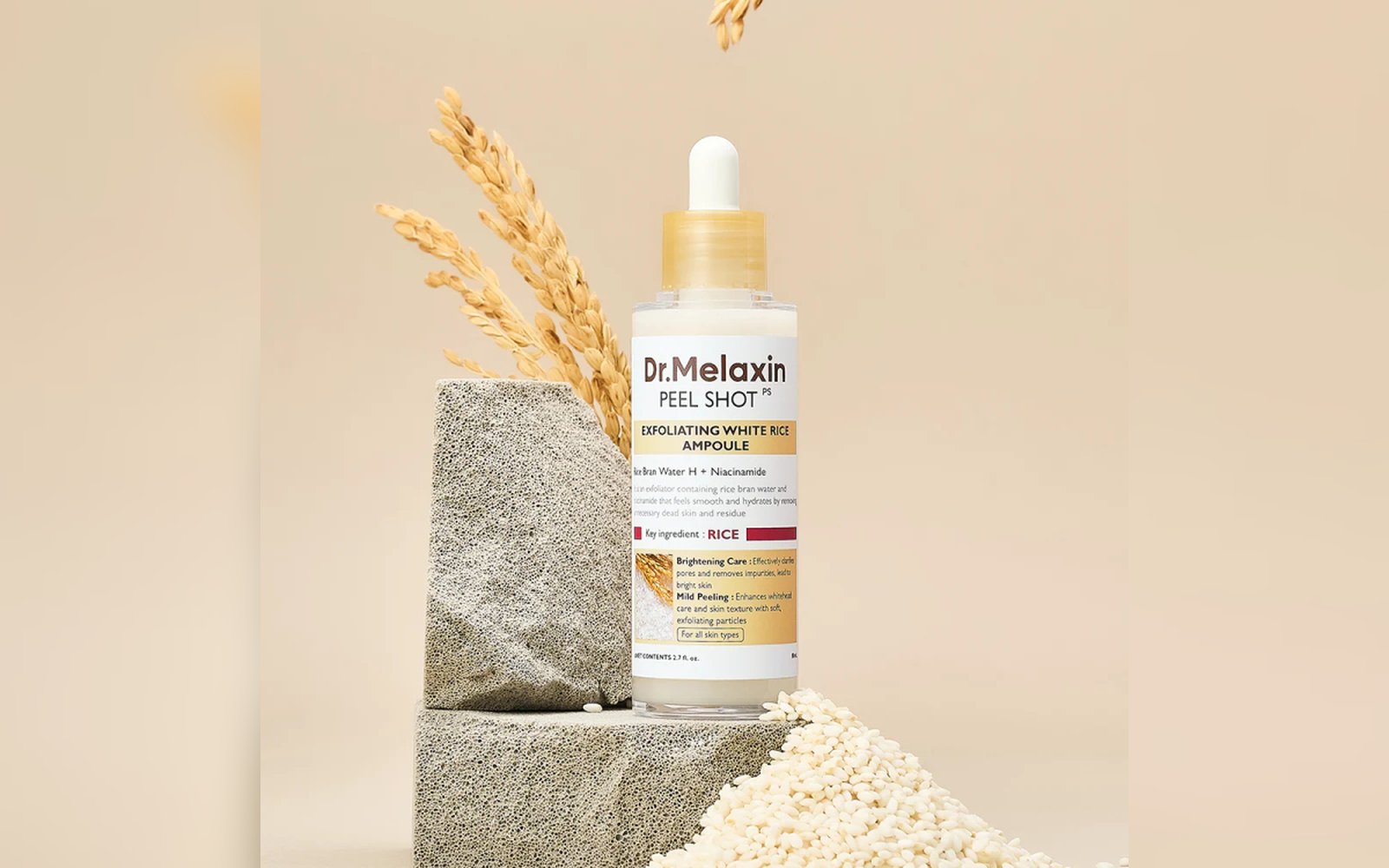 Dr. Melaxin – Peel Shot Glow White Rice Ampoule (80ml) دكتور ميلاكسين - أمبولة بيلا شوت جلو الأرز الأبيض 80مل