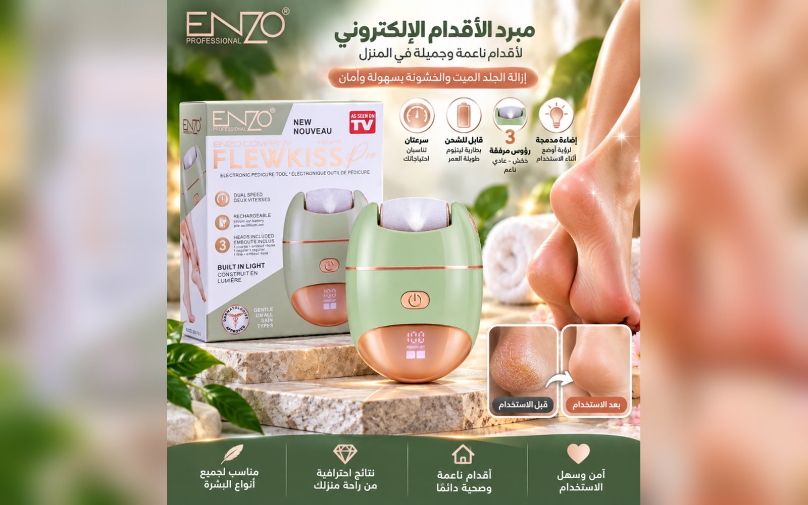جهاز تقشير القدمين من شركة انزو ENZO الاصلي