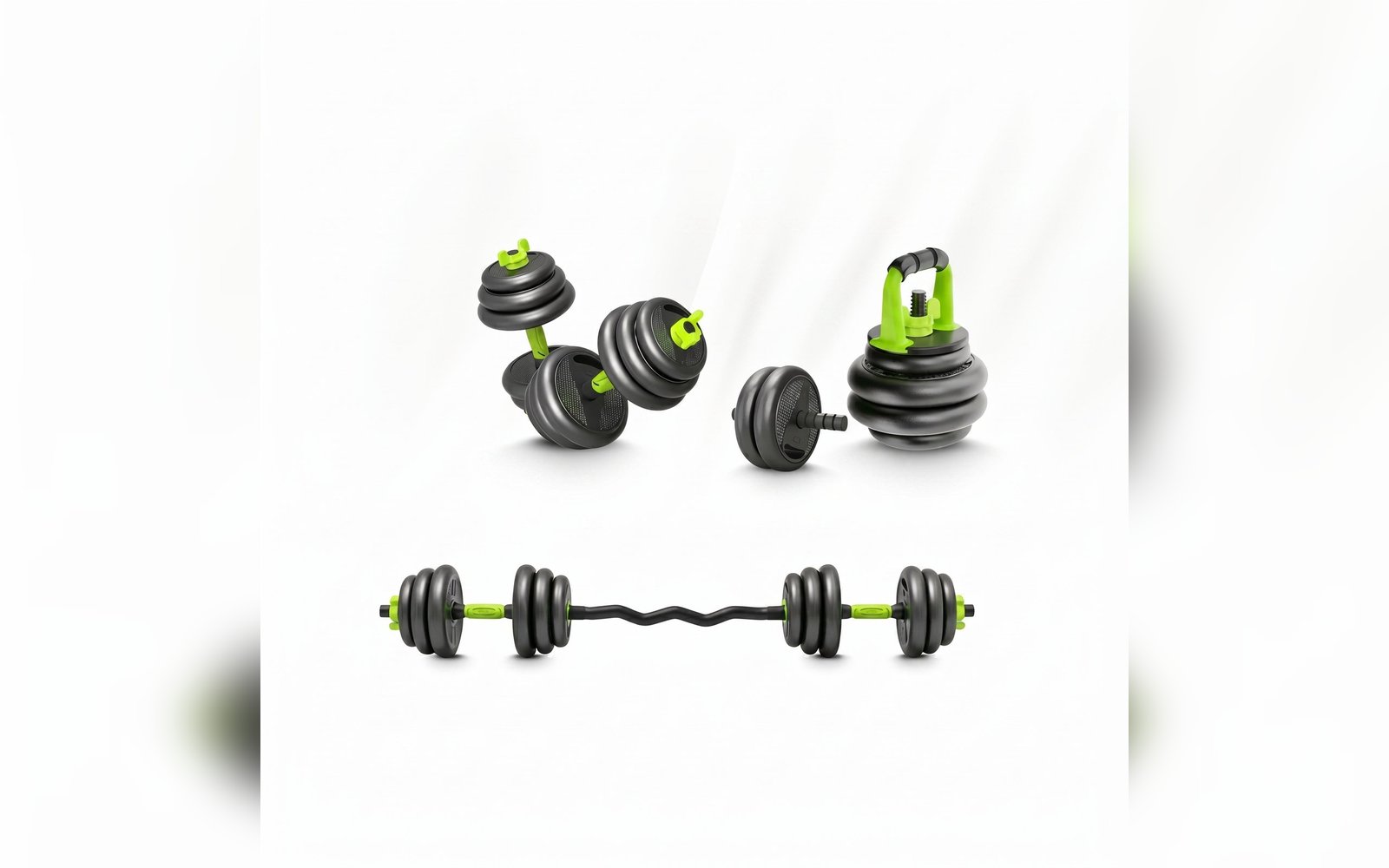 طقم اوزان مع بارات لون اخضر - 30KG