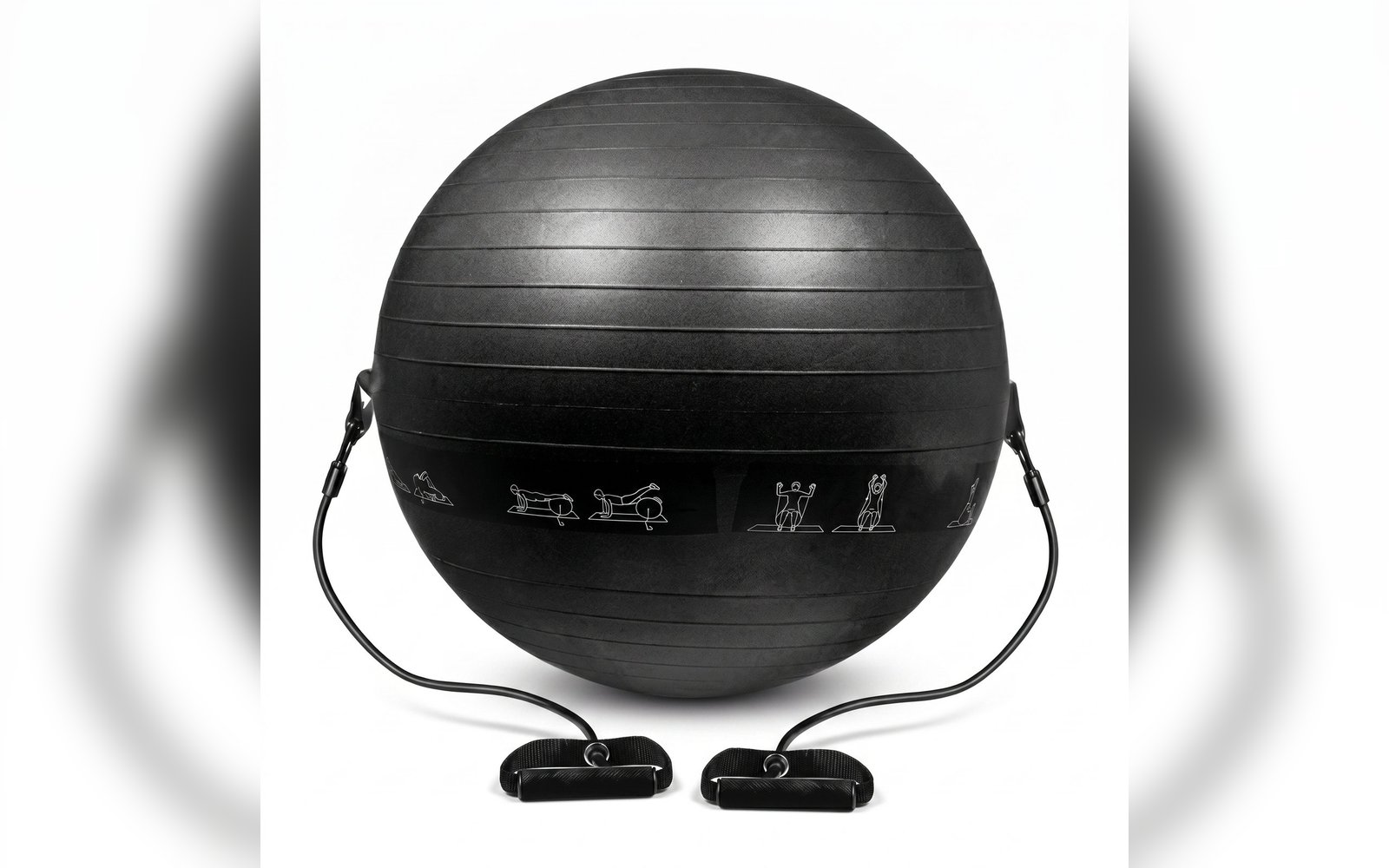 كرة اليوغا مع ممساك يد (Yoga Ball with Resistance Bands) - 65 سم