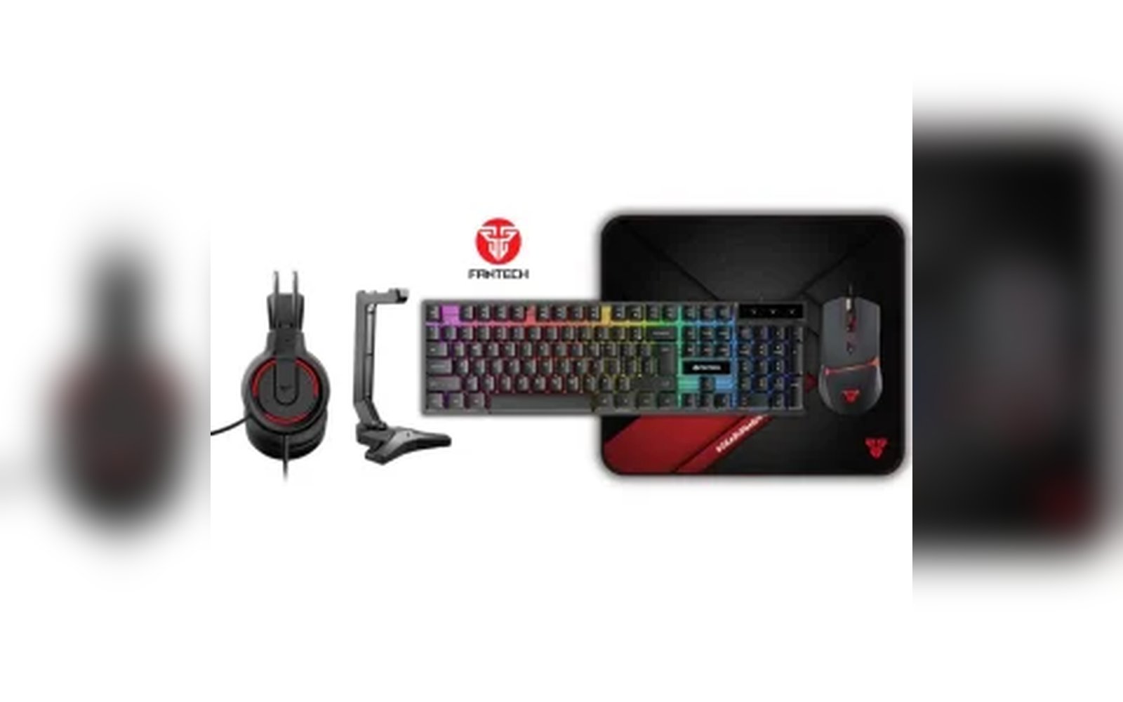 مجموعة FANTECH P51 Power Bundle 5 في 1 للألعاب، سوداء اللون، سلكية (لوحة مفاتيح + ماوس + سماعة رأس + لوحة ماوس + حامل سماعة رأس)