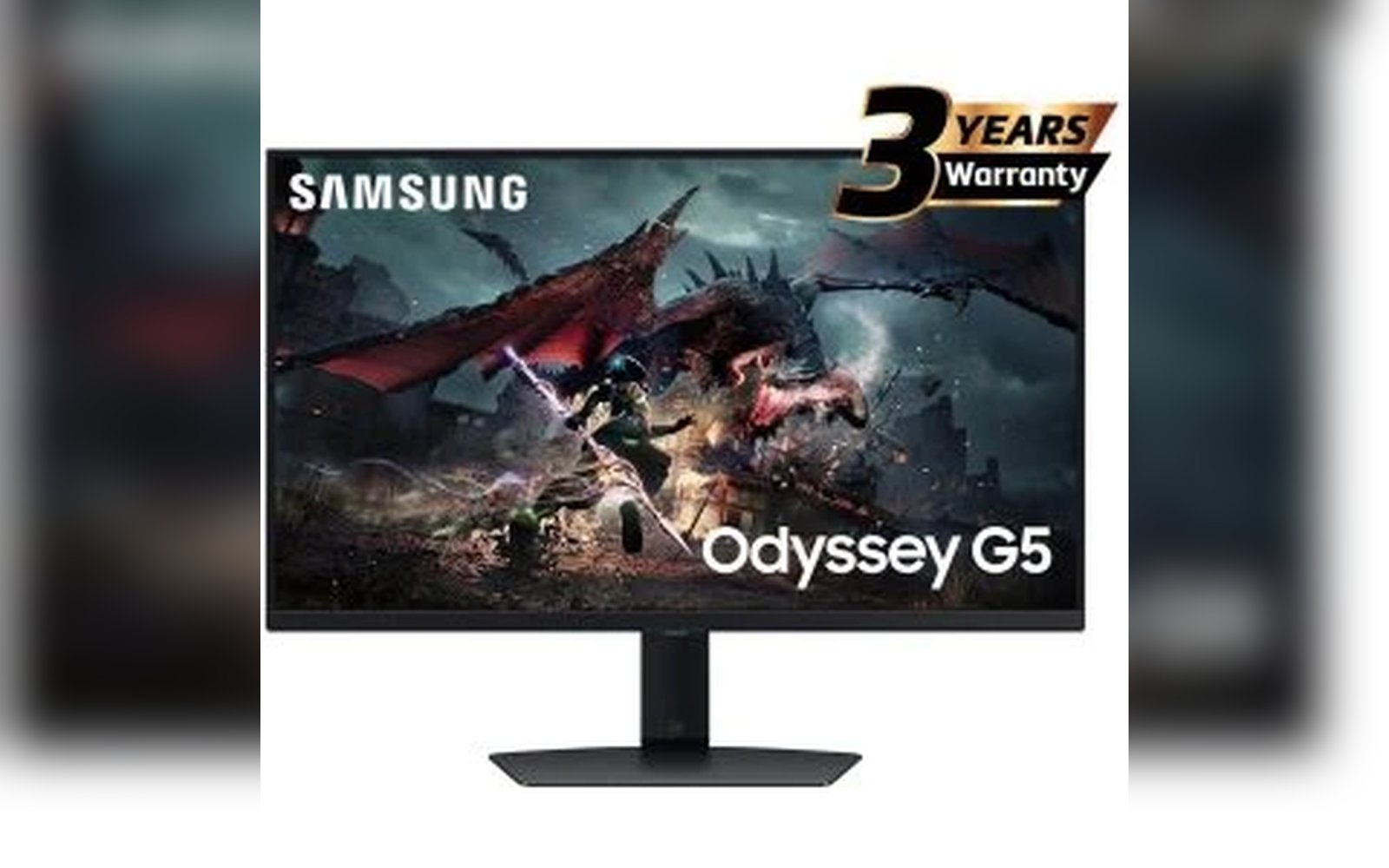 شاشة سامسونج أوديسي G5 2024 (DG502)، مسطحة 27 بوصة، بتقنية IPS، دقة 2K (2560 × 1440)، معدل تحديث 180 هرتز، زمن استجابة 1 مللي ثانية (GTG)، تقنية DisplayHDR 400، تغطية 99% من نطاق ألوان sRGB، عمق ألوان 8 بت، تقنية AMD FreeSync، مع حامل مريح.