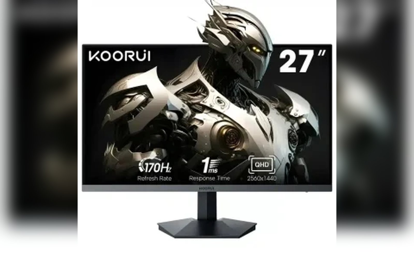 شاشة ألعاب KOORUI GN07 مقاس 27 بوصة بدقة QHD، معدل تحديث 170 هرتز، زمن استجابة 1 مللي ثانية، لوحة IPS، تدعم تقنية HDR