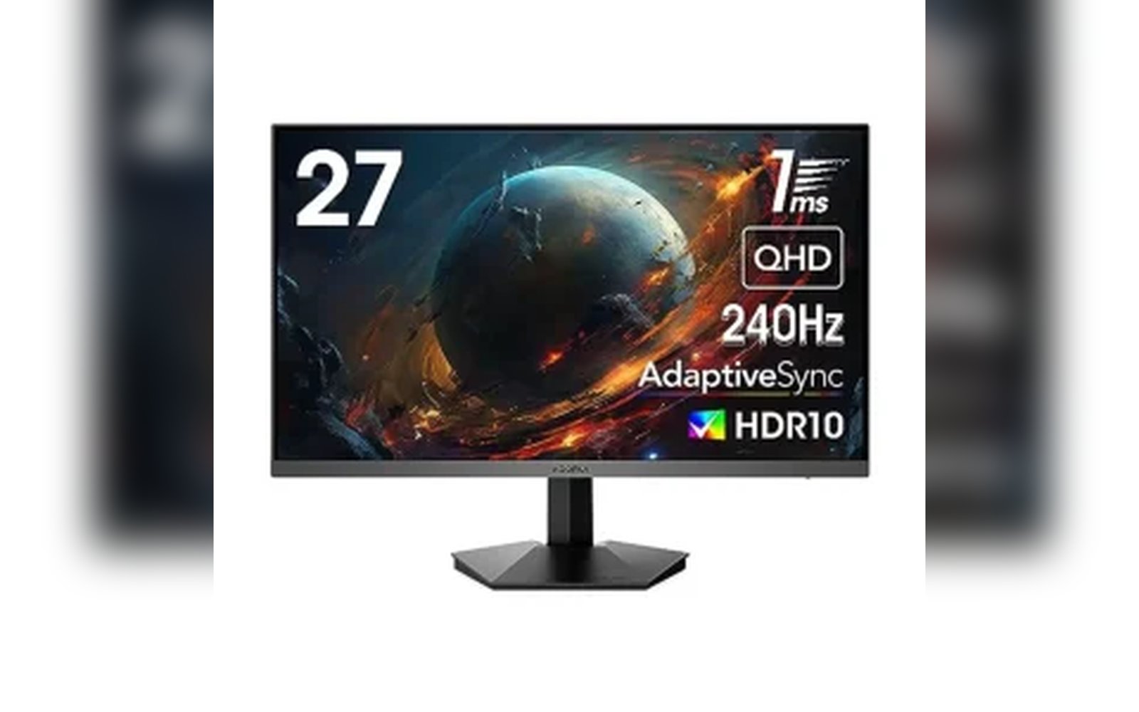 شاشة كمبيوتر KOORUI GN05 مقاس 27 بوصة بدقة QHD 2560 × 1440 ومعدل تحديث 240 هرتز وتقنية HDR9