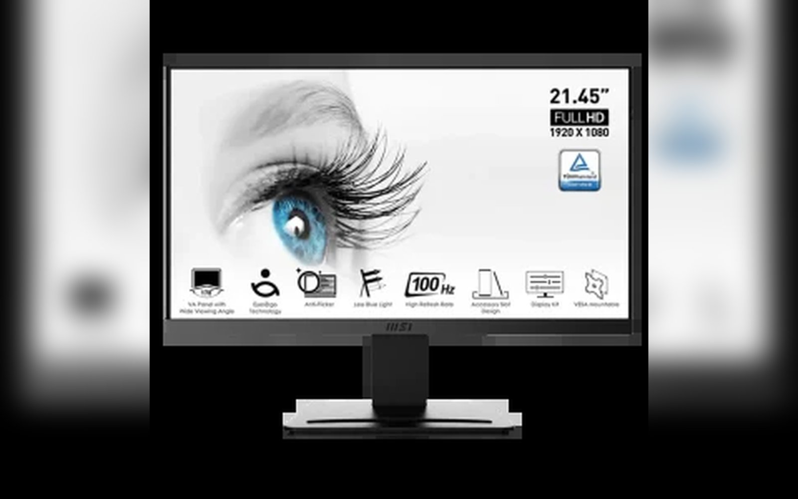شاشة MSI PRO MP223 المكتبية LCD عالية الدقة بالكامل مقاس 21.45 بوصة - 1920 × 1080، 100 هرتز، شاشة مريحة للعين، قابلة للتركيب على حامل VESA، تدعم مجموعة العرض، قابلة لتعديل الإمالة
