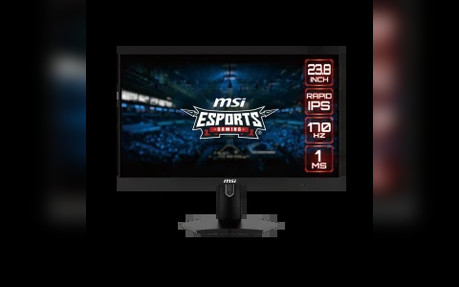 شاشة ألعاب MSI G244F مسطحة، 24 بوصة FHD، 170 هرتز، 1 مللي ثانية، IPS، تقنية FreeSync Premium، سطوع قابل للتعديل، 250، لون أسود / ضمان لمدة عام