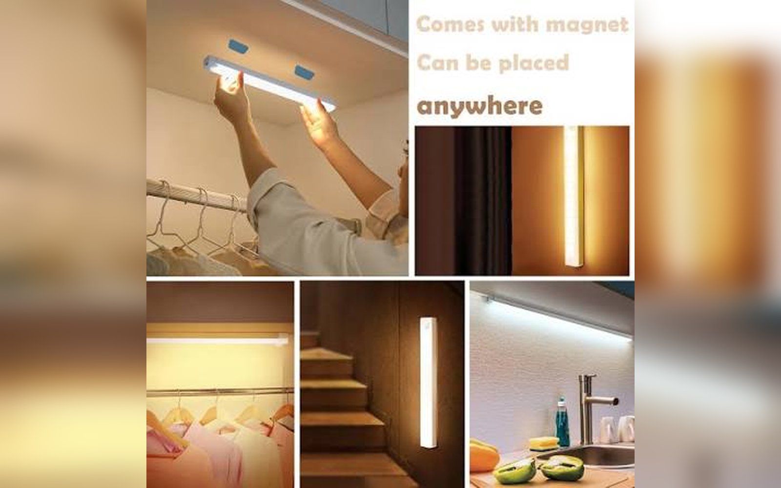 مصباح LED مغناطيسي ذكي بحساس حركة – قابل للشحن USB